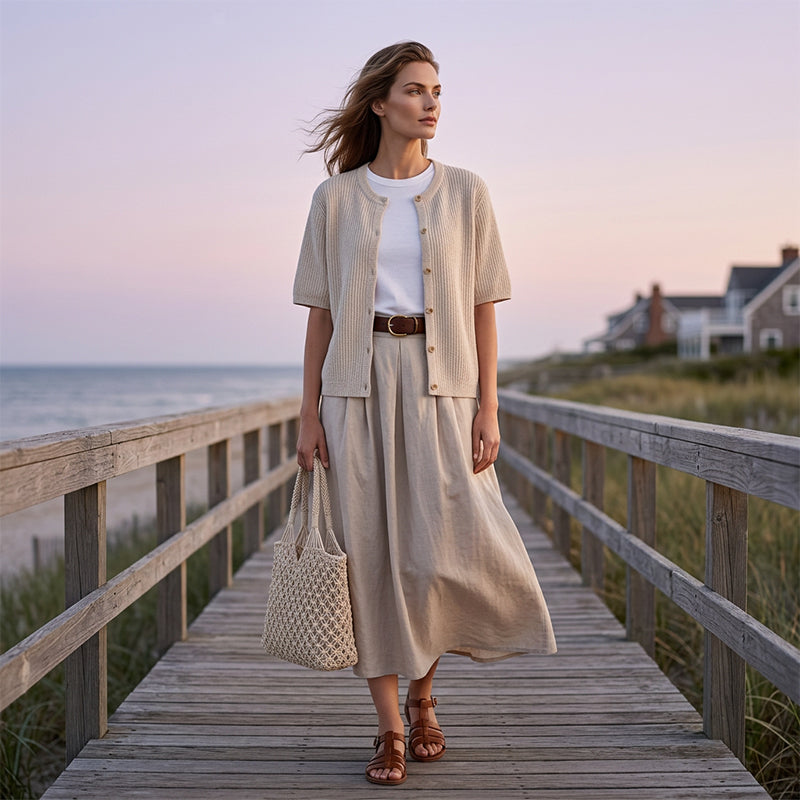 Klassische Kurzarm-Strickjacke für Damen