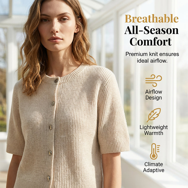 Klassische Kurzarm-Strickjacke für Damen