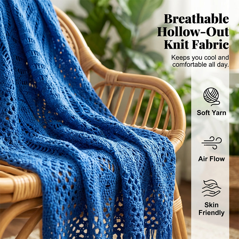🧥 50% RABATT! ✨💙 💙 Boho Strick Cardigan mit Fransen ✨ Damen durchscheinender Lochstrick Überwurf | atmungsaktiver Sommer Strickjacke für Alltag & Abendoutfit