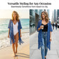 🧥 50% RABATT! ✨💙 💙 Boho Strick Cardigan mit Fransen ✨ Damen durchscheinender Lochstrick Überwurf | atmungsaktiver Sommer Strickjacke für Alltag & Abendoutfit