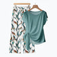 💙 Damen Lounge-Set mit Bindungs-Top & gemusterter Hose – Bequem, stilvoll & perfekt für zu Hause!