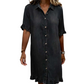 👖👗Lässiges Jeans-Kleid mit Rüschen – Weiches Denim-Shirtkleid mit Knopfleiste für Alltag, Büro & Date✨