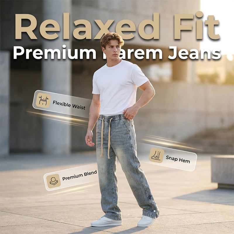 Herren-Jeans mit weitem Bein und Kordelzug für alle Jahreszeiten