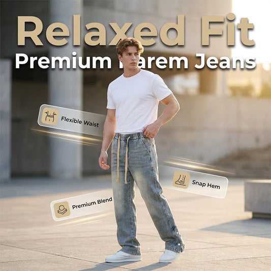 Herren-Jeans mit weitem Bein und Kordelzug für alle Jahreszeiten