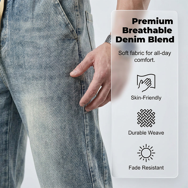 Herren-Jeans mit weitem Bein und Kordelzug für alle Jahreszeiten
