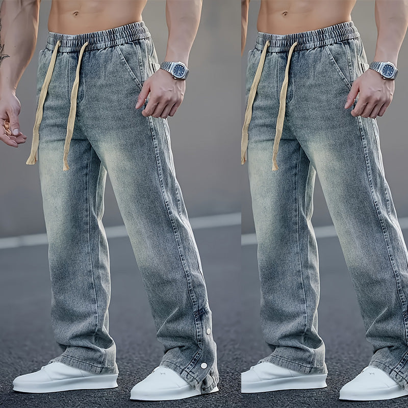 Herren-Jeans mit weitem Bein und Kordelzug für alle Jahreszeiten