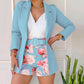 🔥 2-teiliges Damen-Set: Blazer & Blumenprint-Shorts mit Gürtel – Elegant & sommerlich!