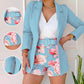 🔥 2-teiliges Damen-Set: Blazer & Blumenprint-Shorts mit Gürtel – Elegant & sommerlich!