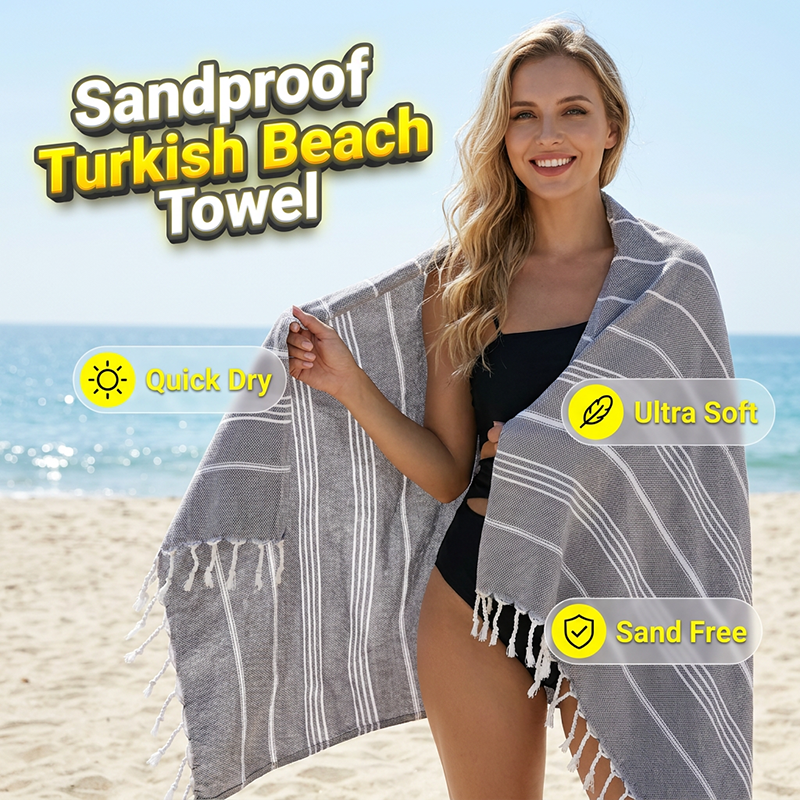 Sandabweisendes schnelltrocknendes weiches türkisches Strandtuch mit Quasten