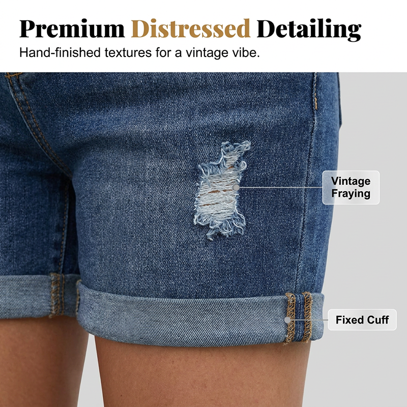Hochtaillierte Slim-Fit Jeansshorts mit Rollsaum – modern und figurbetont