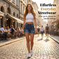 Hochtaillierte Slim-Fit Jeansshorts mit Rollsaum – modern und figurbetont