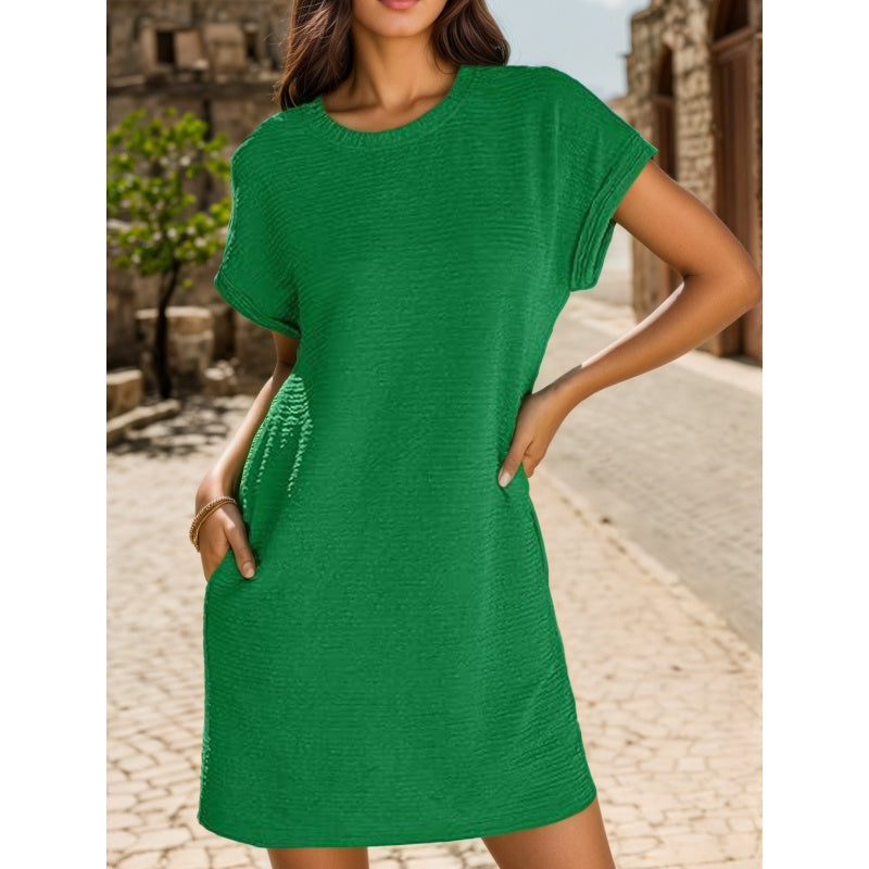 🖤 Lässiges Sommerkleid mit Rollärmeln & Taschen – Bequem & vielseitig kombinierbar!