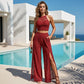 Elegantes Set: Spitzentop & weiter Hose mit Schlitz