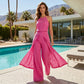 Elegantes Set: Spitzentop & weiter Hose mit Schlitz