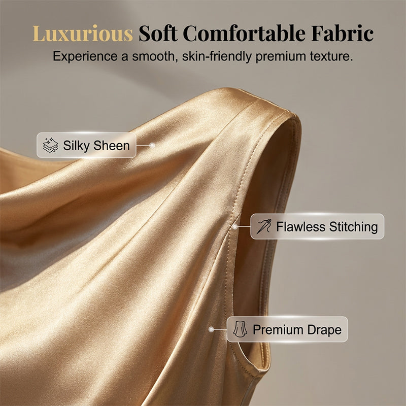 ⏰Elegantes Midikleid aus Satin mit Perldetails – Ärmelloses Abendkleid für Hochzeiten, Partys & festliche Anlässe💃
