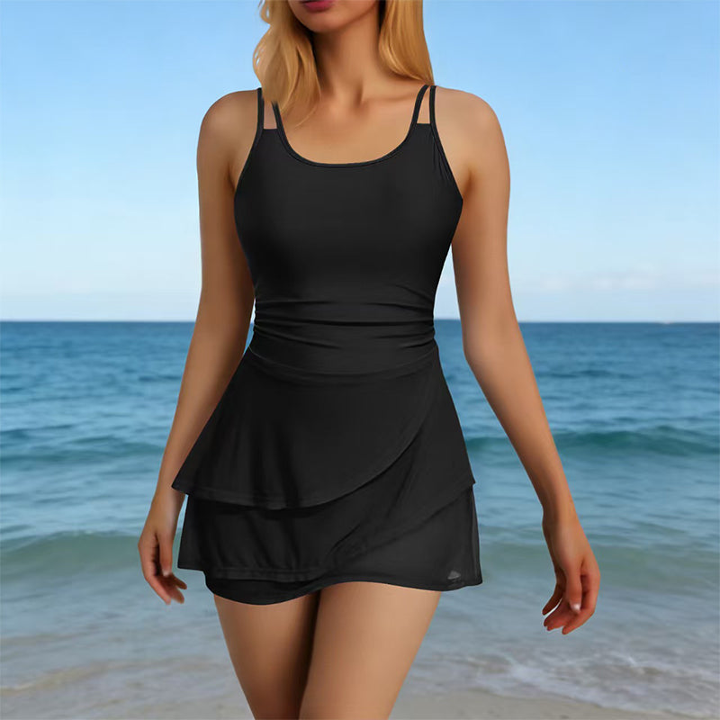👙 50% Rabatt: Damen Badeanzug mit Rock & Doppelträgern | Figurschmeichelnd für Strand & Urlaub 🌊