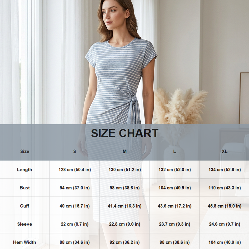 Gestreiftes Midikleid mit seitlicher Schnürung