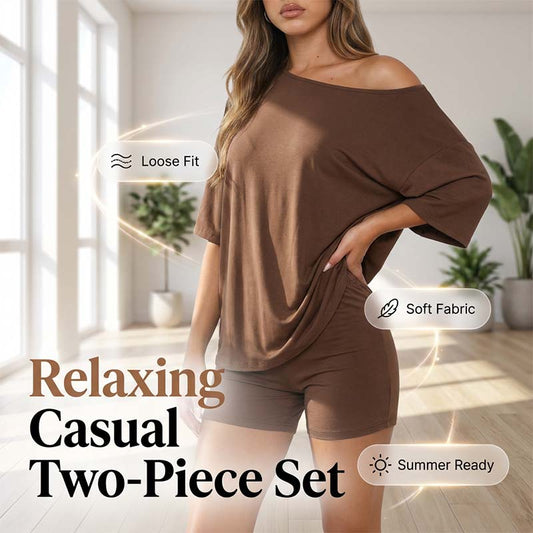 2-teiliges Damen Freizeit-Set: Lockeres Top & Shorts – Bequemes Sommer-Outfit für Zuhause & unterwegs