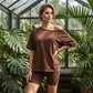 2-teiliges Damen Freizeit-Set: Lockeres Top & Shorts – Bequemes Sommer-Outfit für Zuhause & unterwegs