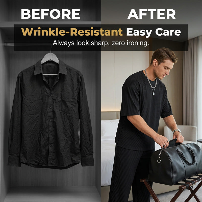 🧍‍♂️Herren Lounge-Set im Plissee-Look – Bequemes Freizeit-Outfit aus weichem Rippstoff für Zuhause & unterwegs 🌟✨