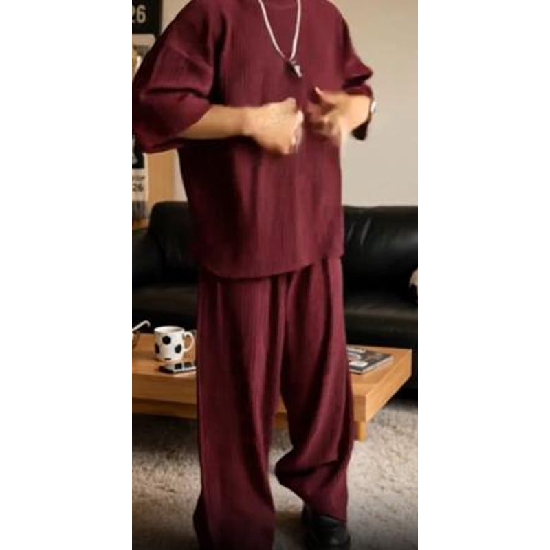 🧍‍♂️Herren Lounge-Set im Plissee-Look – Bequemes Freizeit-Outfit aus weichem Rippstoff für Zuhause & unterwegs 🌟✨
