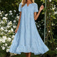 Weisses Sommerkleid mit Lochstickerei & V-Ausschnitt – Luftiges Damenkleid für Gartenpartys & Hochzeiten