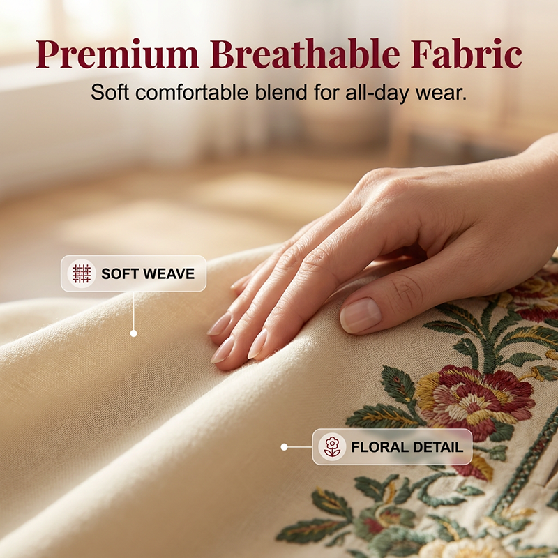 Blumenbesticktes 2-teiliges Damen-Set: Langarmbluse & weite Hose – Elegant & komfortabel für Alltag & festliche Anlässe
