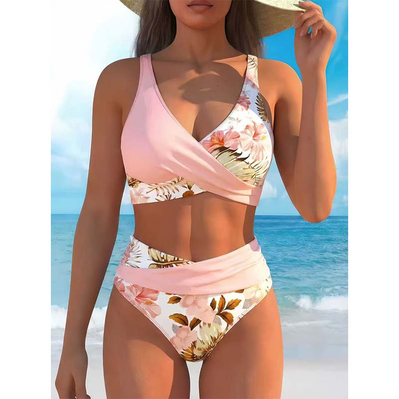 🌸 Hochtailliertes Wickel-Bikini-Set ✨ Figurformender Blumen-Bikini für Strand, Pool & Urlaub