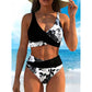 Blumen-Bikini-Set mit hoher Taille – Wickel-Oberteil & formschlüssige Hose für Strand & Pool