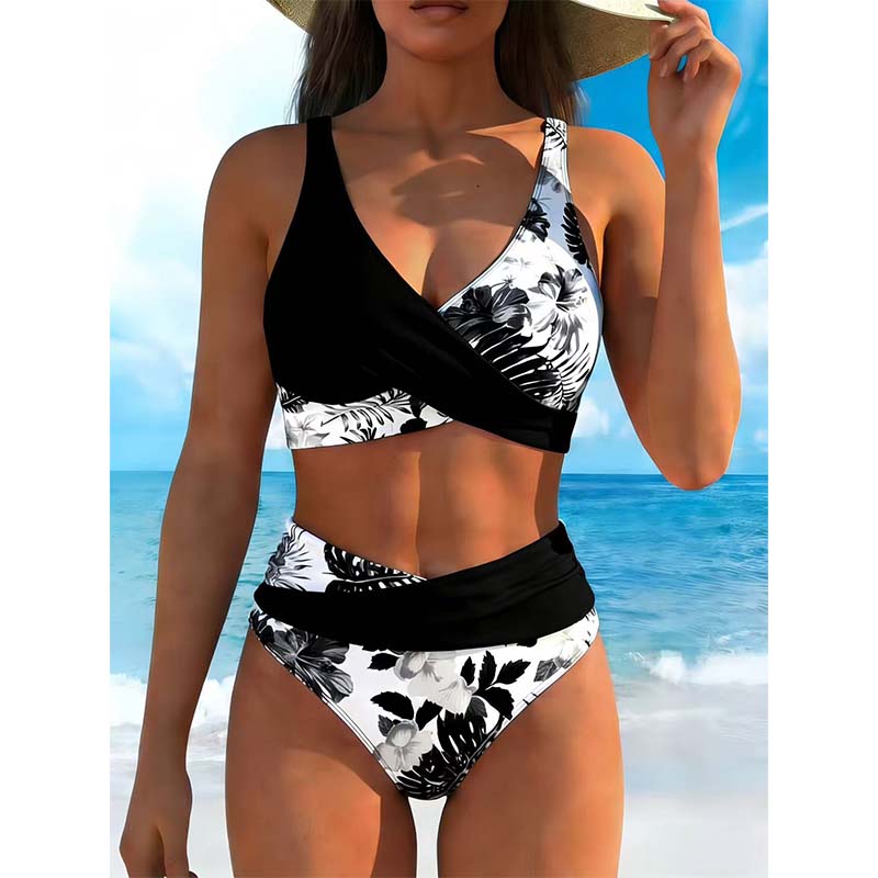 🌸 Hochtailliertes Wickel-Bikini-Set ✨ Figurformender Blumen-Bikini für Strand, Pool & Urlaub