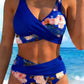 Blumen-Bikini-Set mit hoher Taille – Wickel-Oberteil & formschlüssige Hose für Strand & Pool