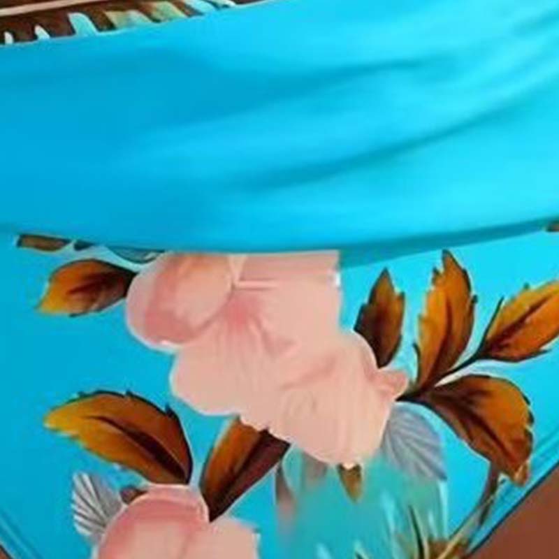 Blumen-Bikini-Set mit hoher Taille – Wickel-Oberteil & formschlüssige Hose für Strand & Pool