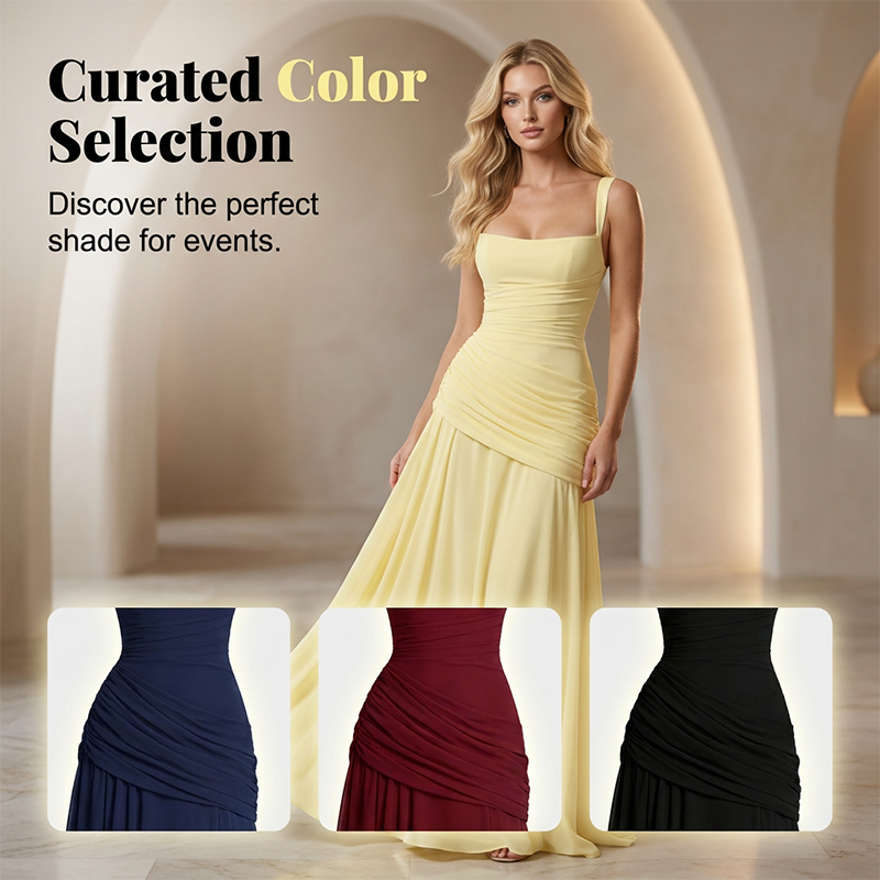 🌞 50 % RABATT AKTUELL GÜLTIG! ✨ Gelbes drapiertes Abend-Maxikleid – Schmeichelnde Taillierung, weich fallendes Material und edler Look für Partys & Urlaub 🌟