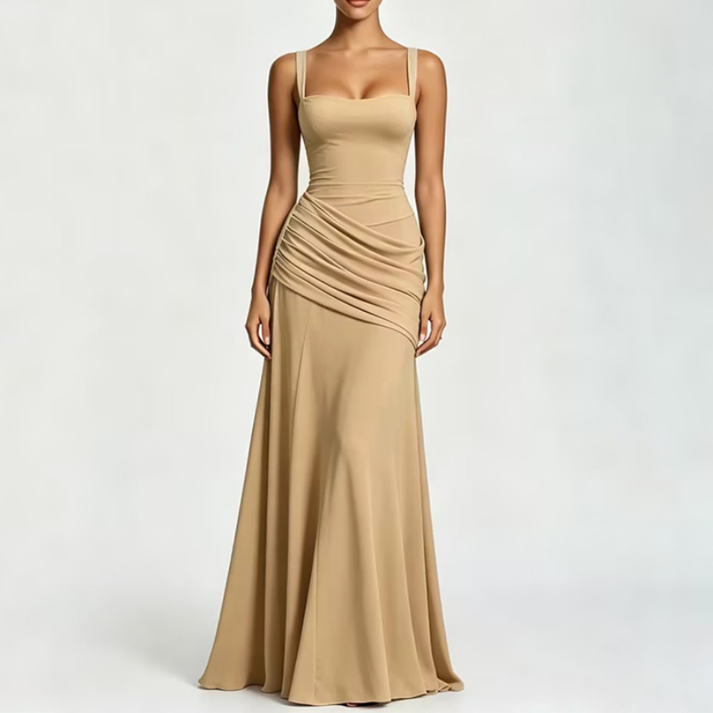 🌞 50 % RABATT AKTUELL GÜLTIG! ✨ Gelbes drapiertes Abend-Maxikleid – Schmeichelnde Taillierung, weich fallendes Material und edler Look für Partys & Urlaub 🌟