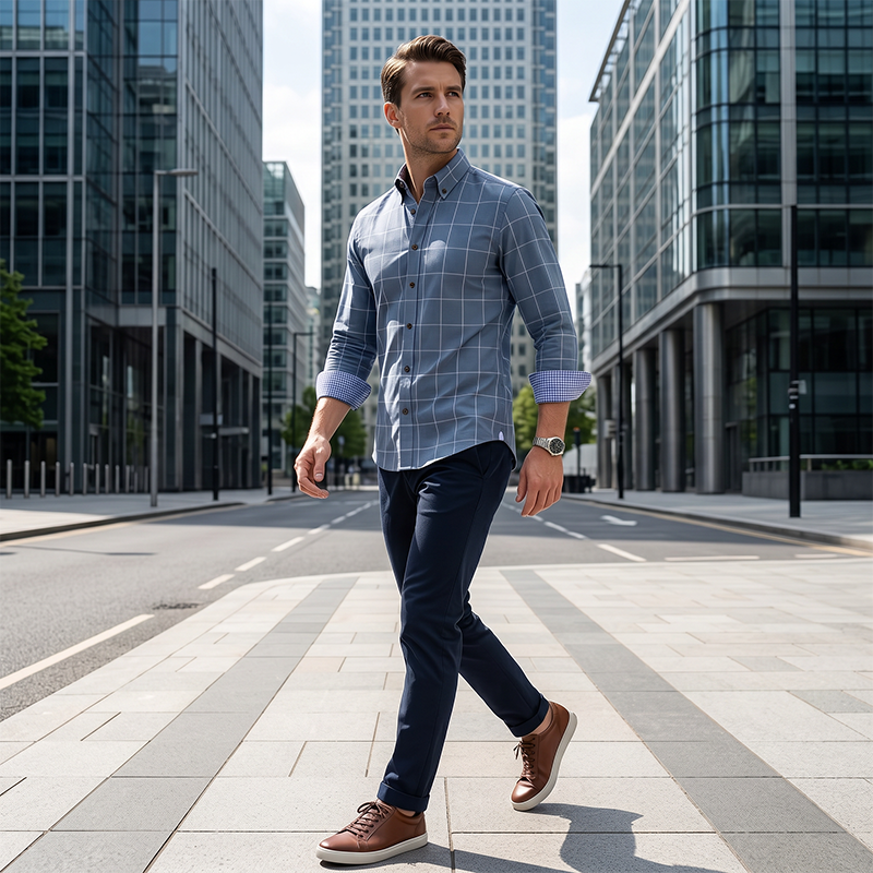 👔🎯 50% RABATT!Modisches Herren Karo Hemd mit Kontrast-Manschetten – taillierter Schnitt, vielseitig kombinierbar für Freizeit & Casual-Business✨
