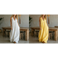 Luftiges Sommer-Maxikleid mit V-Ausschnitt – Lässiges, fließendes Kleid in Leinenoptik für Strand & Urlaub