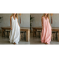 Luftiges Sommer-Maxikleid mit V-Ausschnitt – Lässiges, fließendes Kleid in Leinenoptik für Strand & Urlaub