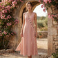 Gestreiftes Maxikleid mit V-Ausschnitt & Knopfdetail