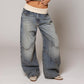 Vintage Damen-Jeans mit niedrigem Bund und weitem Bein
