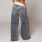 Vintage Damen-Jeans mit niedrigem Bund und weitem Bein