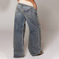 Vintage Damen-Jeans mit niedrigem Bund und weitem Bein