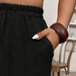 🌾 50 % RABATT LIMITIERT! 👖 Damen Leinen-Optik Freizeithose – Elastischer Taillenbund, locker geschnitten mit Taschen, super bequem für Alltag 🤍