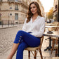 👖  50 % RABATT! ✨Hoch taillierte formende Capri-Hose für Damen – 4-Wege-Stretch, atmungsaktiver Stoff mit Knopfdetaillierung