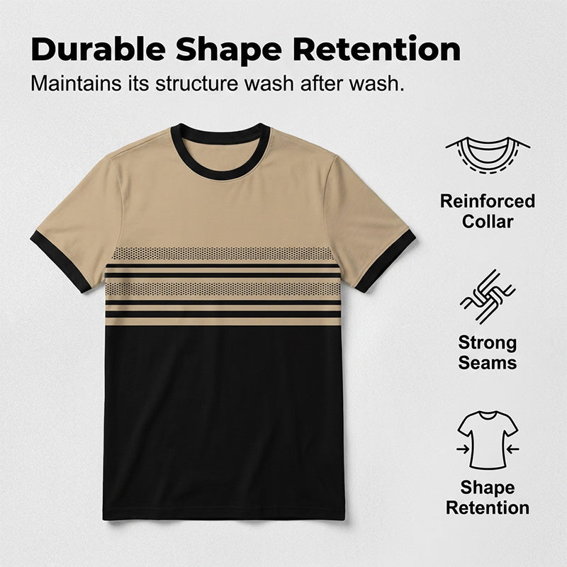 🔥Herren Rundhals T-Shirt mit modischem Streifenprint – atmungsaktive Baumwollmischung für Alltag & Freizeit