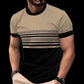 🔥Herren Rundhals T-Shirt mit modischem Streifenprint – atmungsaktive Baumwollmischung für Alltag & Freizeit