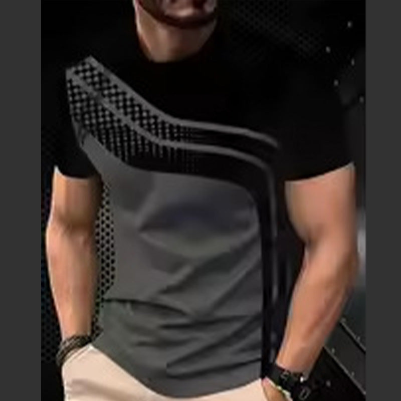 🔥Herren Rundhals T-Shirt mit modischem Streifenprint – atmungsaktive Baumwollmischung für Alltag & Freizeit