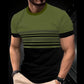 🔥Herren Rundhals T-Shirt mit modischem Streifenprint – atmungsaktive Baumwollmischung für Alltag & Freizeit