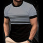 🔥Herren Rundhals T-Shirt mit modischem Streifenprint – atmungsaktive Baumwollmischung für Alltag & Freizeit
