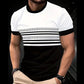 🔥Herren Rundhals T-Shirt mit modischem Streifenprint – atmungsaktive Baumwollmischung für Alltag & Freizeit