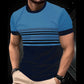 🔥Herren Rundhals T-Shirt mit modischem Streifenprint – atmungsaktive Baumwollmischung für Alltag & Freizeit